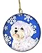 Caroline's Treasures SS4619-CO1 Maltese Winter Snowflakes Holiday Christmas Ceramic Ornament, Multicolor