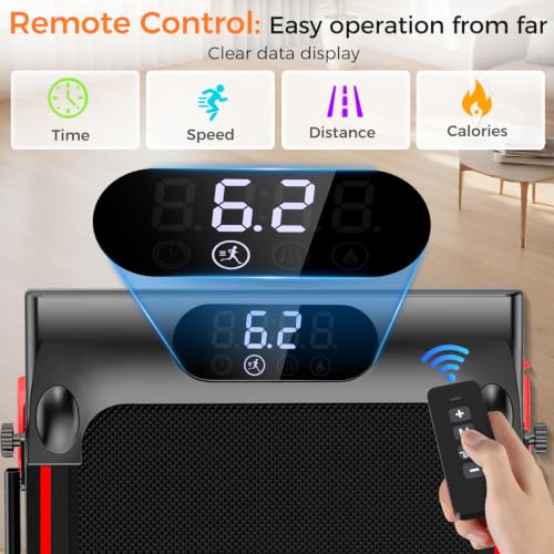 Walking Pad with 9% Incline, 4-in-1 Under Desk Treadmill with Handle Bar, 6.2 MPH Speed and 3.0 HP Motor, Compact Quiet Walking Machine for Home Office, 300 lb Capacity