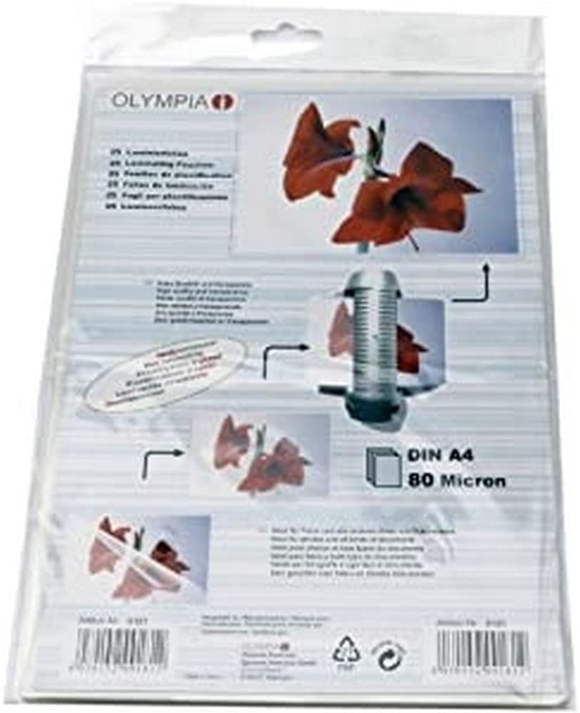 Olympia 9181 Laminating Pouches A4 25 Sheets 80mic