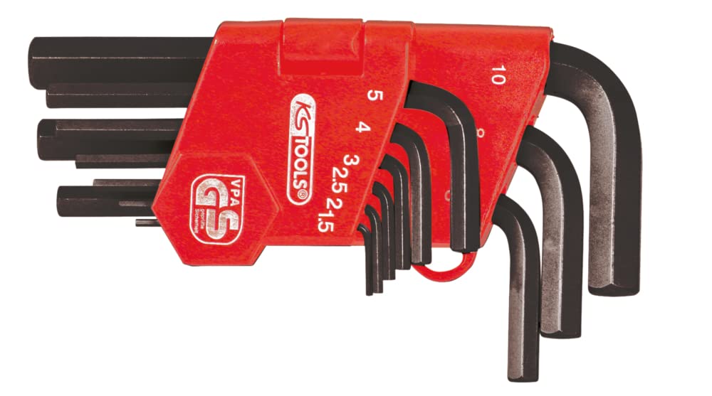 KS TOOLS - 151.3211 - Set of 9 Short Burnished Male Wrenches - 6 x 6 Points - Practical and Easy to use Repair kit