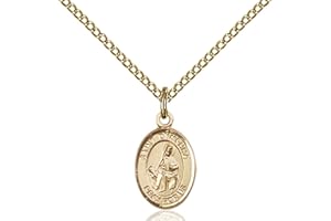 Bonyak Jewelry St. Dymphna Hand-Crafted Oval Medal Pendant in 14kt Yellow Gold-Filled