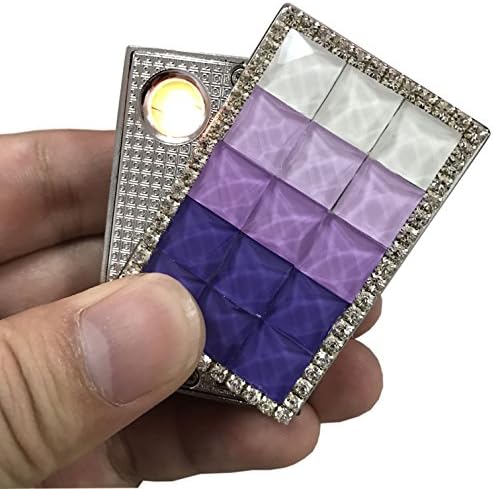 HopingFire Women Lighter, Custom Lady Favorite Rhinestone Diamond Luxury Pulse Windproof USB Lighter, No Gas Smoking Rechargeable Flameless Electronic Cigarette Lighter With Gift Box (Purple)