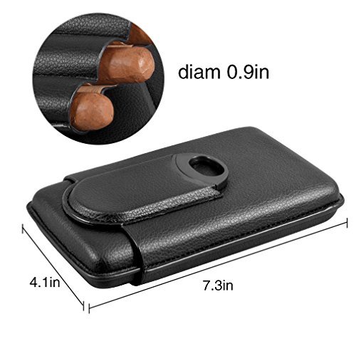 Volenx Cigar Case，3-finger Cigar Travel Case with Cigar Cutter - Thumbnail 3