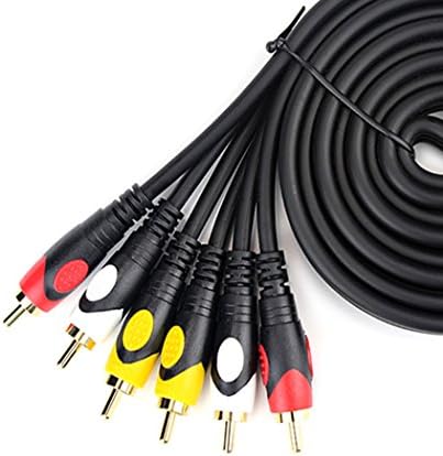 Sagenico 2M / 6ft 3 RCA Male to 3 RCA Male Stereo Audio Video Cable RG59 OFC Gold Plated for VCR, DVD, HD TV AV, Phono Composite TV Cable Lead Black