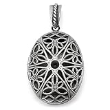 Housweety 3PCs Frame Pendants Hollow Picture Locket Pattern Carved Oval Gunmetal 1 7/8
