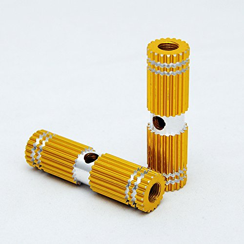 2x Children-Sized Premium Anodized Alloy Foot Pegs Fits Most Regular Bicycle Axles Gold Version (2.67in Length, 0.35in Diameter Hole, 0.75in Width) - Thumbnail 4