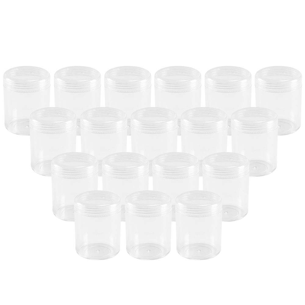 NACTECH 24 Pcs Cosmetic Containers Clear Plastic Bead Storage Containers Empty Cosmetic Jars with Lid Sample Containers Pots 40ML for Travel Diamond Nail Glitter Food Lotion Cream Jewellery Earring