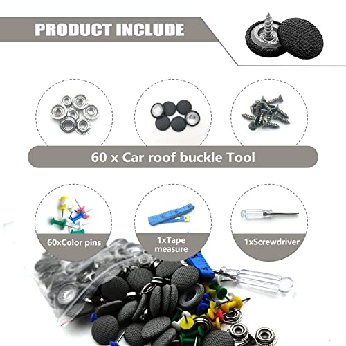 60PCS Car Roof Headliner Repair Kit, Auto Roof Snap Rivets Retainer For Interior Ceiling Cloth