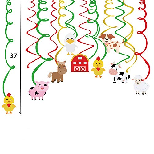 image for JeVenis Set of 2 Farm Animals Birthday Banner Farm Animals Party Favor