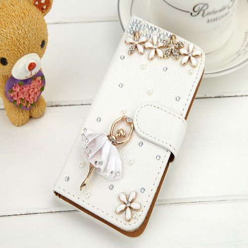 EVTECH(TM)GEM Series Luxury Crystal Diamond Bling Design PU Leather Wallet Cover Case (100% Handcrafted) for Samsung GT-i8190 Galaxy S3 Mini