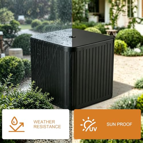 CHENG RONG 2-in-1 Umbrella Side Table – 16.54" Outdoor Patio Table with Fillable 15 Gal Water/Sand Base, Fits 1.5" Pole, UV Resistant for Pool, Deck, Garden (Black)