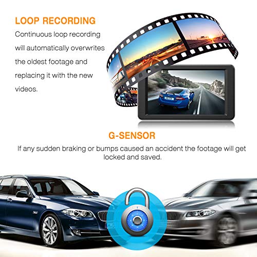 TOGUARD 4K Dash Cam Ultra HD Car Dash Cameras 3'' LCD 170° Wide Angle