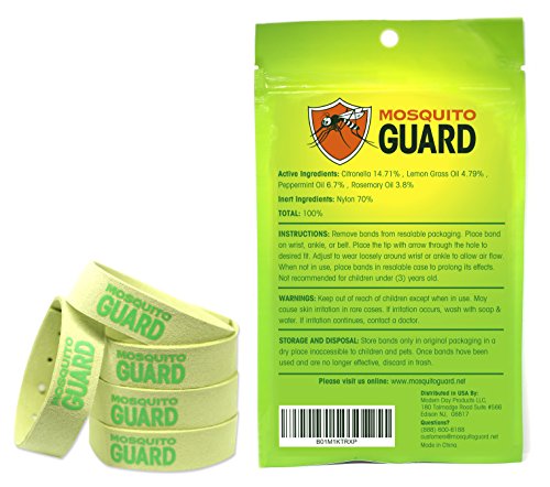 Mosquito Guard Repellent Bands/Bracelets (10 Pack) Made with Natural Plant Based Ingredients - Citronella, Lemongrass Oil. DEET FREE - Thumbnail 2