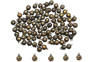 LASSUM 100 6mm Vintage Alloy Bronze Small Jingle Bell,Mini Bell for DIY Bracelet Anklets Necklace Knitting/Jewelry Making