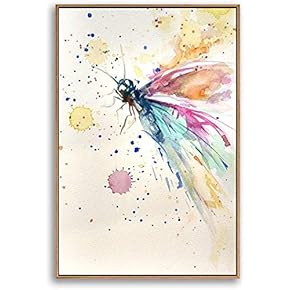 Framed Canvas Home Artwork Decoration Watercolor Painting Canvas Wall Art for Living Room, Bedroom - 16x24 inches
