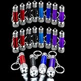 Kicko Mini LED Flashlights Keychain 24 Pack Assorted Colors - 2.5 Inches Mini Plastic Pocket Torch - 5-Bulb LED Keyring for Camping, Kids, Party Favor, Goody Bag Filler, Prize, Pocket Size