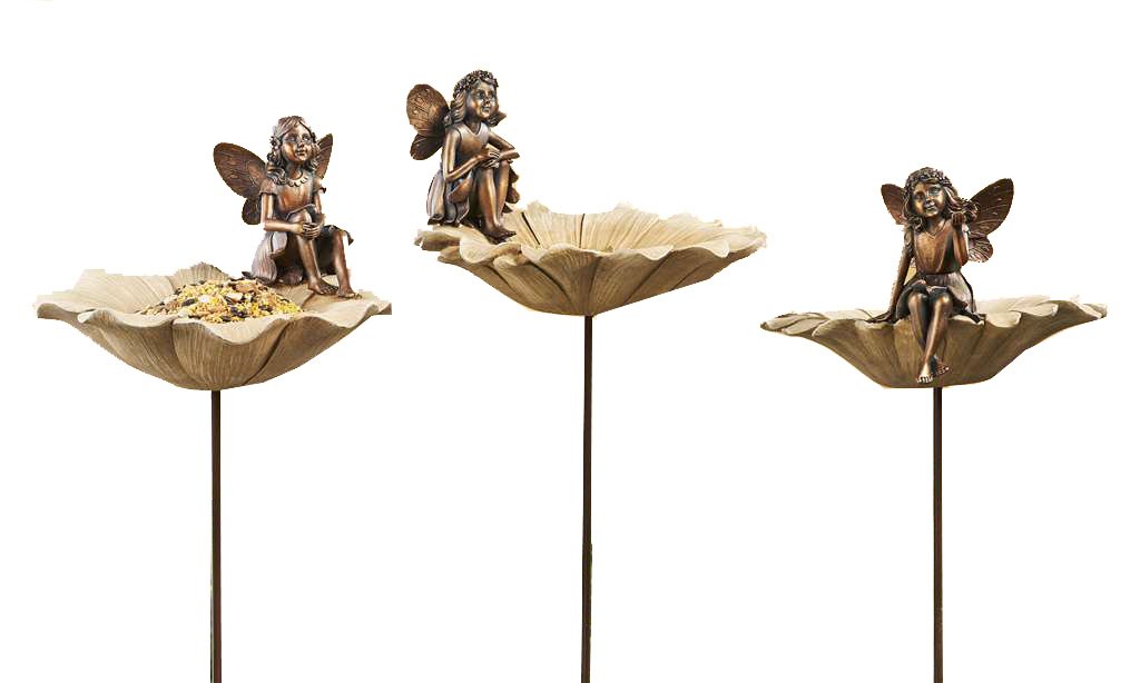 Giftcraft Fairy Bird Feeders With Stakes Set Of 3 Amazon Co Uk