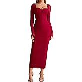 KUTUMAI Corset Lace Long Sleeve Formal Dress Back Slit Bodycon Fall Cocktail Wedding Guest Dresses
