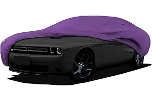 FSGRICH Challenger Violet Car Cover Heavy Duty Dustproof Waterproof All Weather Compatible with Dodge Challenger, Hellcat, Anti-UV Car Covers Rain Sun Snow Protection with Zipper and Windproof Buckle