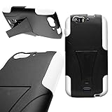 CoverON® Kickstand Hard + Soft Dual Layer Hybrid Case for BLU Life One X L132L - Black Hard Plastic + White Soft Silicone