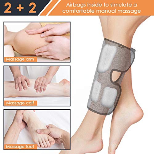 Shine Well Leg Massager for Circulation, Air Compression Leg Massager for Calf Foot and Arms, 3 Modes 3 Intensities 2 Timing Shiatsu Leg Massager,Helpful for Restless Legs Syndrome Relief,Pain Relief