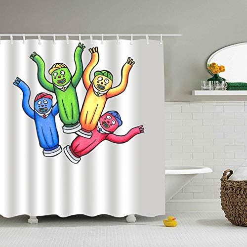 FGNZ Wacky Arm Flailing Tube Man Waterproof Mildew Resistant Bathroom Shower Curtain Hooks