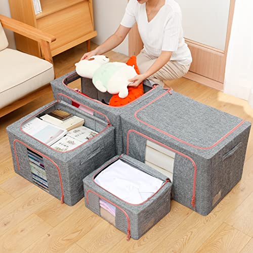 FUSACONY Stackable Clothes Storage Boxes Bags, 2Pack, Oxford Cloth