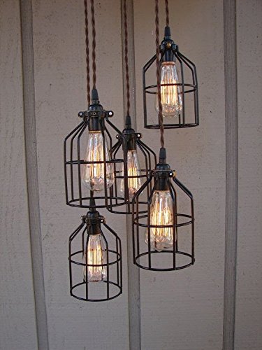Newhouse Lighting Metal Lamp Guard for Pendant String Lights and Vintage Lamp Holders, Industrial Wire Iron Bird Cage, 4-Pack (Certified Refurbished)