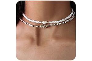 Lameybrt Cowrie shell Surfer Necklaces Beach Handmade Choker Hawaiian Summer Conch Necklace for Women