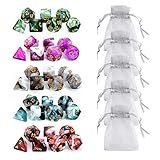 FLASHOWL Polyhedral Dice Set Table Games Dice 5 Sets Dice 5 x 7 Die Series D20, D12, D10, D8, D6, D4 DND dice DND RPG MTG Double Colors One Piece, 5 Sets with 5 Colors (35 Pieces)