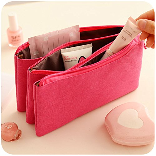 image for UQueen Fashion Creative Candy Color Three Layer Large Capacity Zipper 