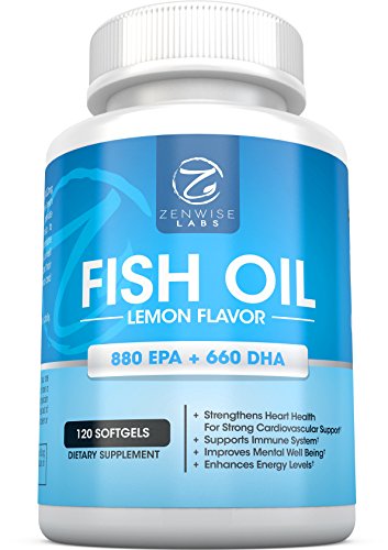 Fish Oil Pills - Extra Strength Omega 3 Supplements with EPA + DHA & 2400 mg Fatty Acids - Lemon Flavored for No Fish Burps - Supports Immune System, Joints, Inflammation & Weight Loss - 120 Count
