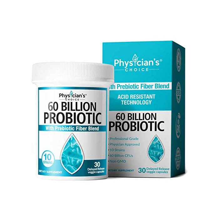 Physician's CHOICE Probiotics 60 Billion CFU - 10 Diverse Strains + Organic Prebiotic - Digestive & Gut Health…