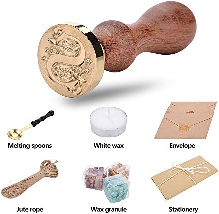 Perrrfect Manuscript Retro Wax Seal Set（tamp Sticks+Melting Spoons+ 3color Wax granule+ Jute Rope+ Envelope+ Stationery） (LETTER S)