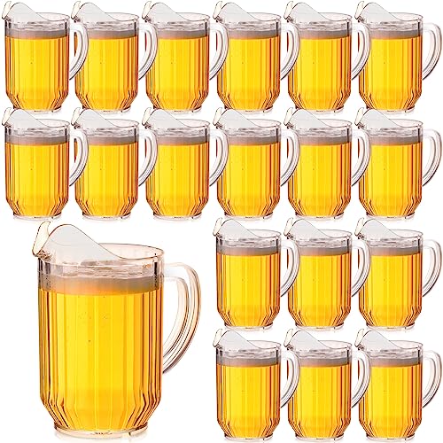 Rtteri 16 Pack 32 oz Clear Plastic Pitchers Bulk Mini Drink Beverage