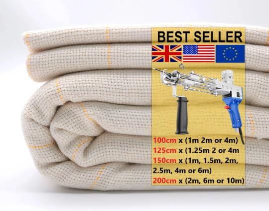 Tufting Cloth Monks Cloth with Yellow Guidelines, 10 Meters, Organic Cotton, for Rug Hooking and Punch Needle Crafts (200x200cm)