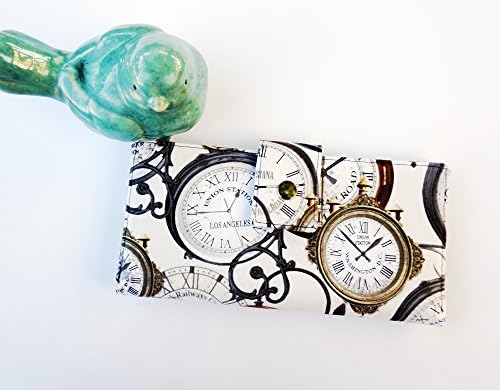 Women's wallet in antique railway clocks steampunk