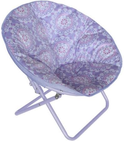 American Kids Printed Faux-Fur Saucer Chair - Floral (Purple Medallion)