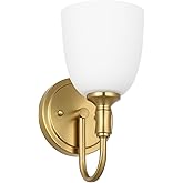 Ntsunxeko Gold Vintage Traditional 1-Light Indoor Wall Sconce with Frosted Glass Bathroom Bedroom Hallway, 10.6" H x 5.3" W, 