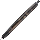 Jinhao 20 Press Fountain Pen, Transparent Black Retractable Fine Nib with Ink Converter Set (Black Clip)