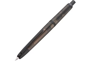 WIKULT Jinhao 20 Press Fountain Pen, Transparent Black Retractable Fine Nib with Ink Converter Set (Black Clip)