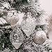 Valery Madelyn Large Glass Christmas Ornaments Set, 10ct White Silver Mercury Blown Glass Christmas Tree Ball Decorations, Winter Woodland Forest Xmas Hanging Teardrop Finial Decor
