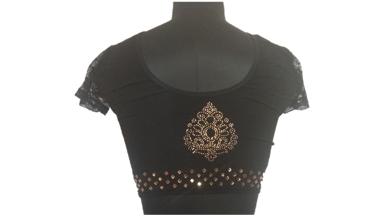 saptashri women's party wear cotton lycra strechable readymade saree blouse. gliter work. size-36&rdquo;-38&rdquo;