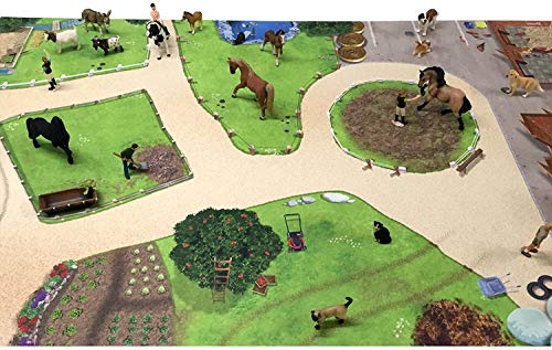 Stikkipix Bauernhof/Reiterhof Spielmatte (ähnlich Spielteppich) | SM01 | Hochwertige Spiel-Matte für das Kinder-Zimmer | ideales Zubehör für Schleich, Playmobil, Papo, Bullyland | 150 x 100 cm – Bild 3