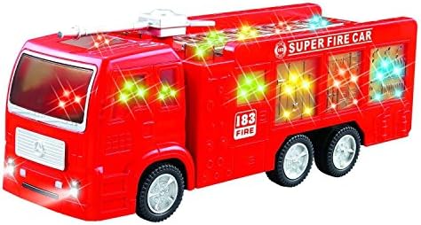 Self driving Bump And Go Fire Truck Fire Engine Rescue Truck Toy for Boys &amp; girls with Beautiful 3D Lights and Sounds - The Fire Engine Rescue Truck is the best Gift for kids ages 1 - 8 years old