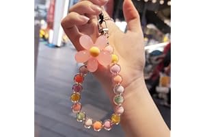 SYSUII Mobile Phone Strap - Beaded Flower Bracelet Hanging Rope Keychain Lanyard Anti-Lost Phone Case Wrist Strap Charms, Colorful