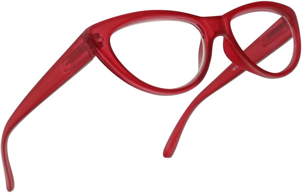 Small and Narrow Candy Colored Chic Cat Eyes Reading Readers Glasses with Spring Hinge (Red, 1.25)