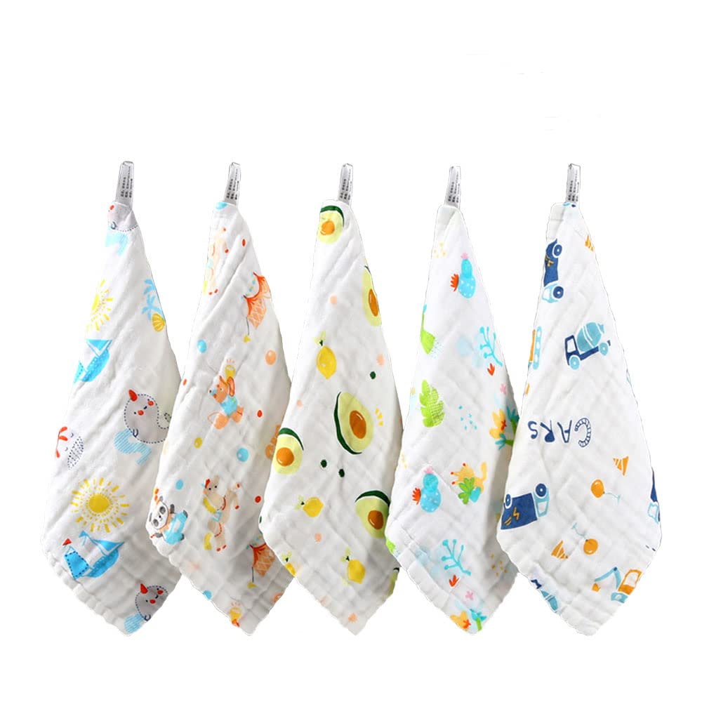 DZOZO Cotton Muslin Squares Baby 10 Pack Baby Washcloth Face Cloths 6 Layers Organic Cotton Baby Towels Reusable Baby Wash Cloths Baby Muslin Cloths Muslin Squares Baby Burp Cloths