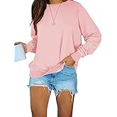 PRETTODAY Women's Casual Crew Neck Sweatshirts Raglan Long Sleeve Solid Tunic Tops Loose Pullovers