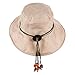YoungLove Women's Summer Linen Bucket Sun Hat with Wooden Bead, Beige